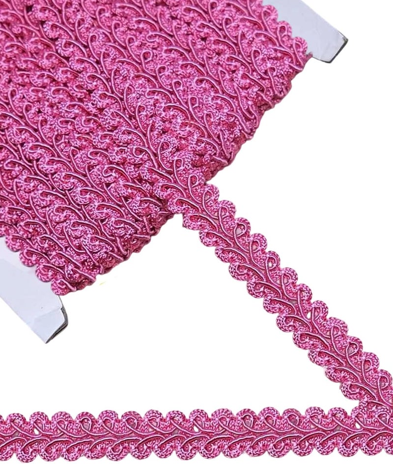 MSCFTFB 14 Yards Gimp Braid Trim,1/2 inch Gift Wrap Ribbon, Woven Fabric Lace Trim for Upholstery Costume Curtain,Lamp,Jewelry,Decorative Embellishment for Sewing Craft (Hot Pink) - Image 1